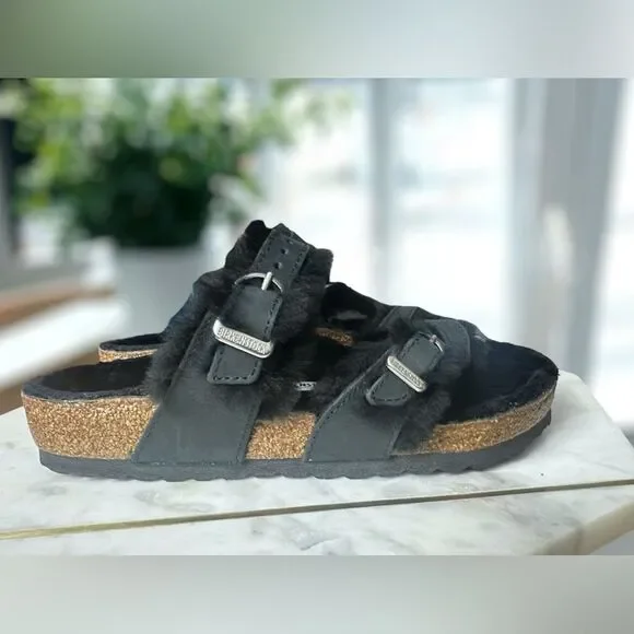 Birkenstock Mayari Shearling Oiled Leather Sandals Size 38 - Picture 13 of 16